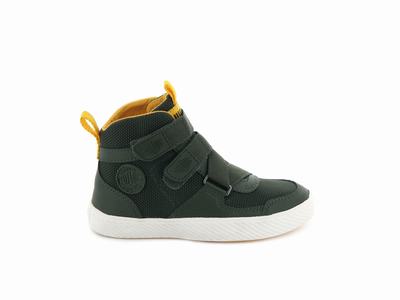 Zapatillas Palladium PALLASTREET MID ST Niños Verde Oliva Doradas | Costa Rica-30278